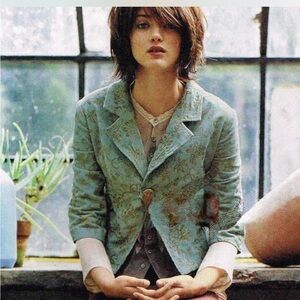 Yoana Baraschi Floral Sequined Turquoise and Gold Blazer 4